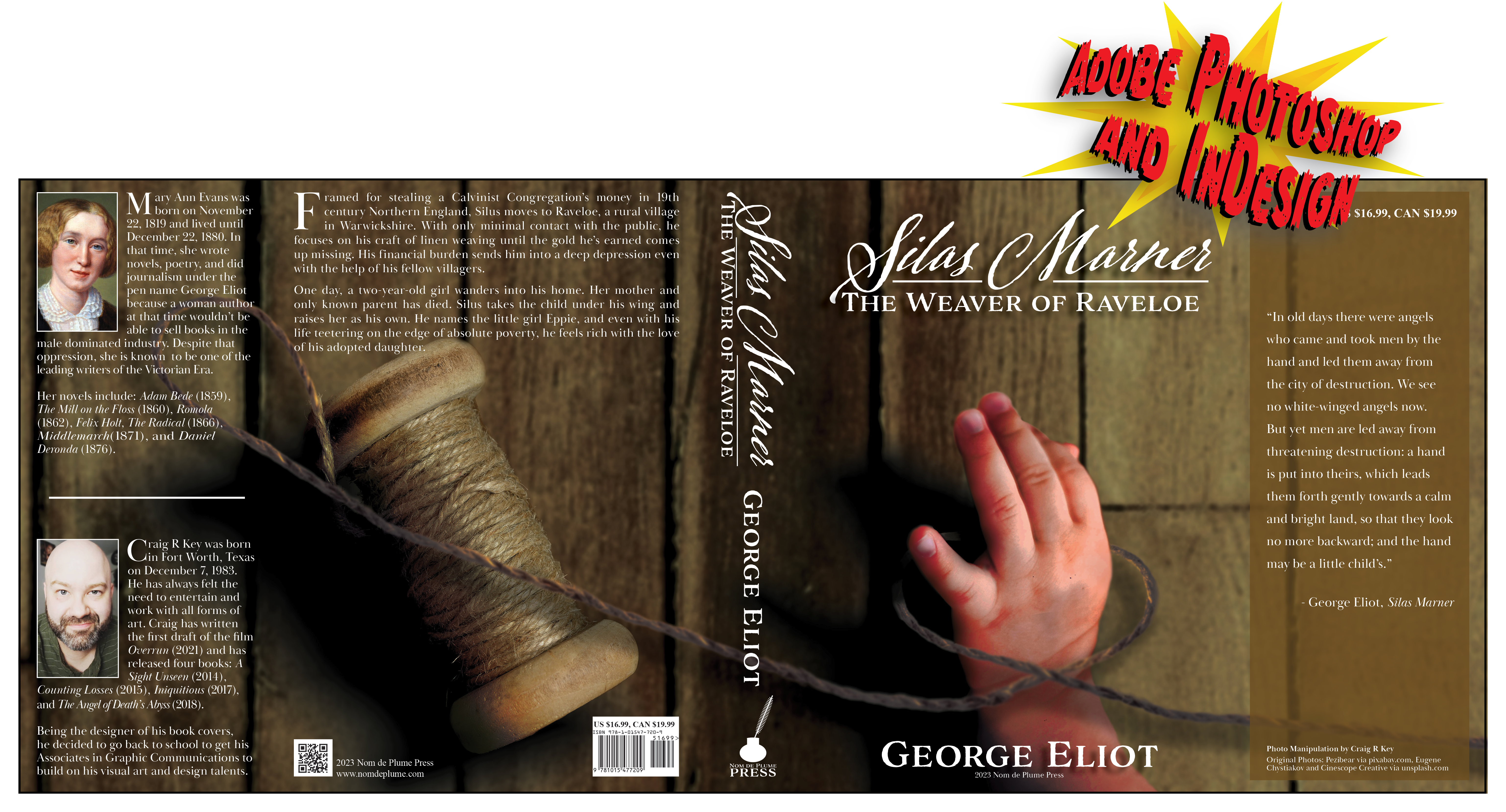 Dust jacket cover for Silus Marner: The Weaver of Ravloe by Mary Ann Evans AKA George Eliot. Created with Adobe Photoshop and InDesign.